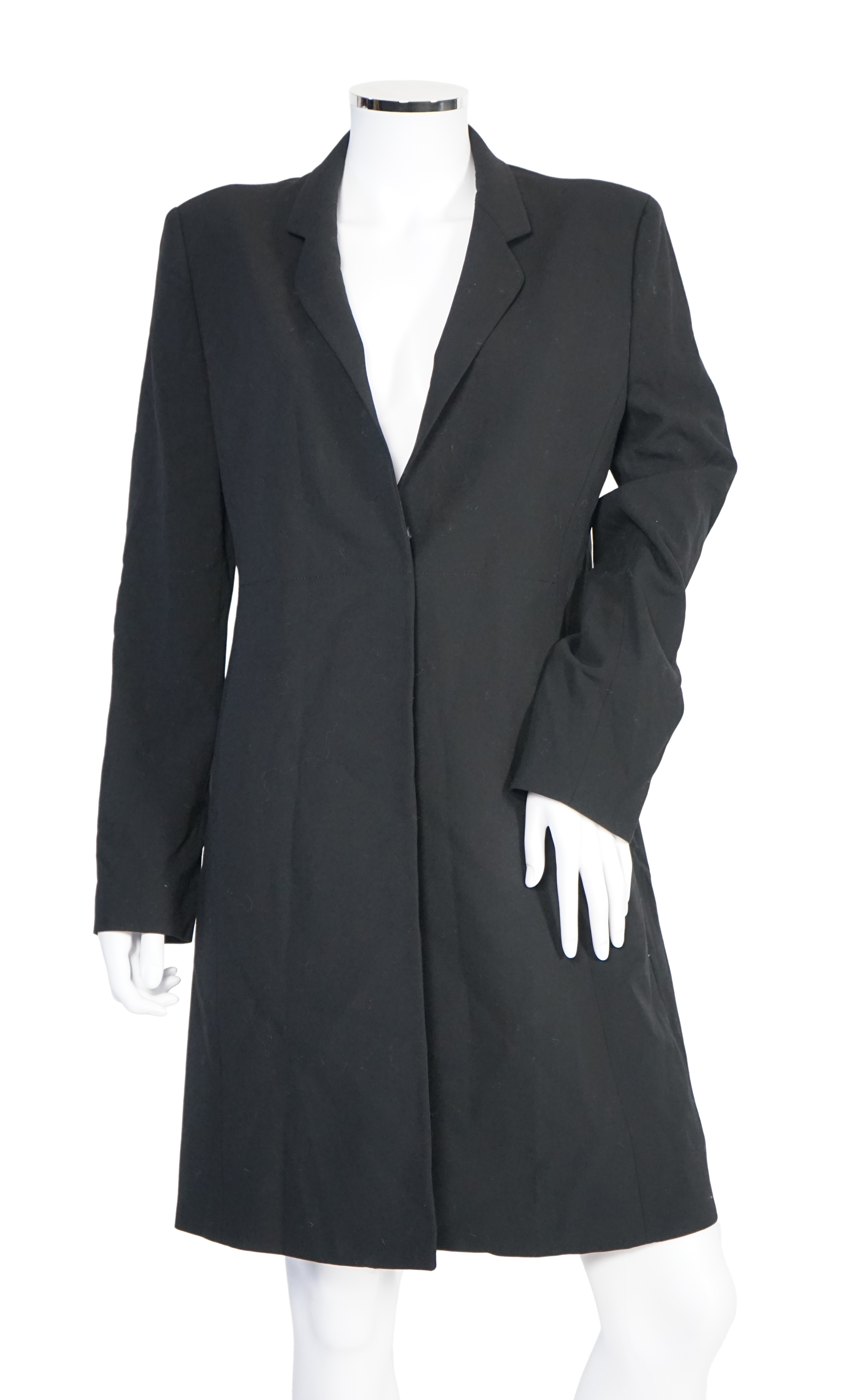 Two Emporio Armani lady's black jackets and one yellow leather biker jacket, long jacket size EU 40, both the others are size EU 42